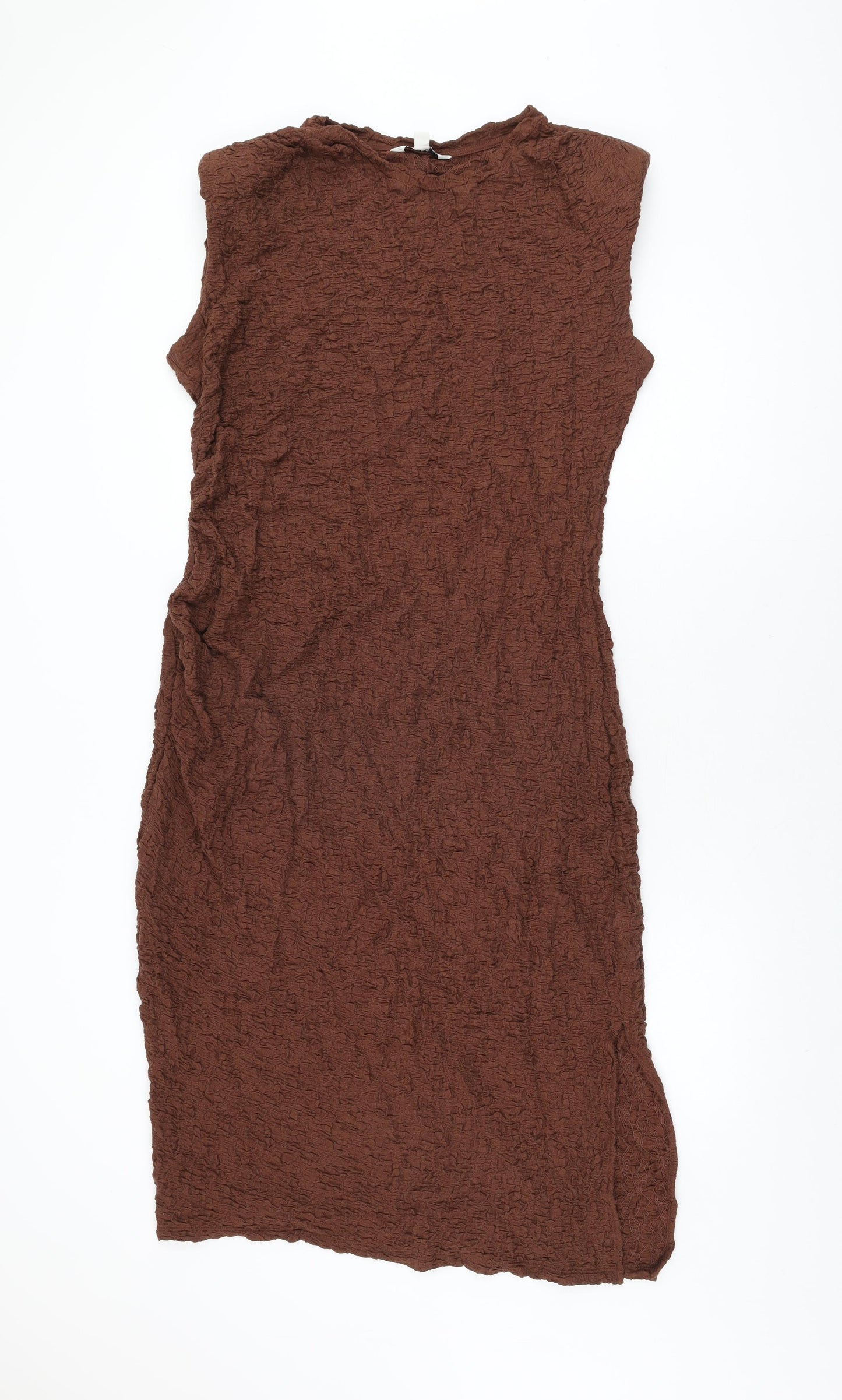 Marks and Spencer Womens Brown Cotton Bodycon Size 16 Round Neck Pullover