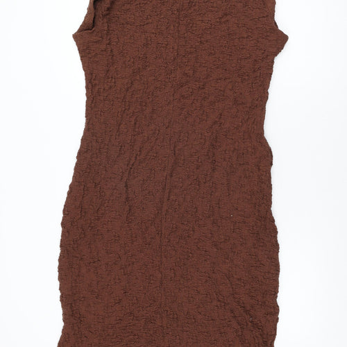 Marks and Spencer Womens Brown Cotton Bodycon Size 16 Round Neck Pullover
