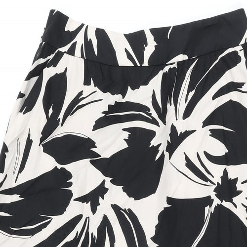 Marks and Spencer Womens Beige Floral Polyester Swing Skirt Size 8 Zip