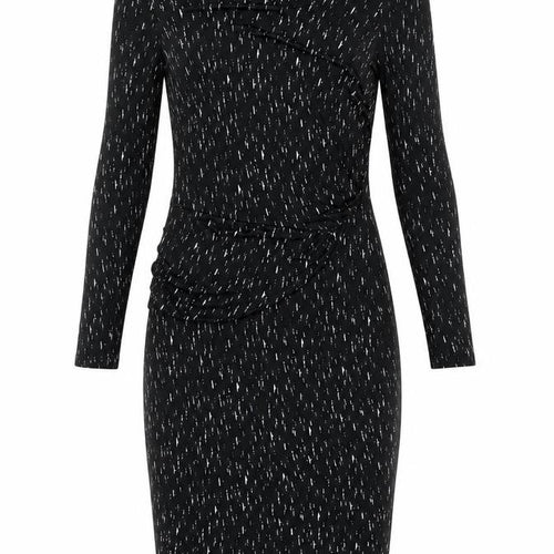 Autograph Womens Black Geometric Viscose Bodycon Size 12 Round Neck Zip