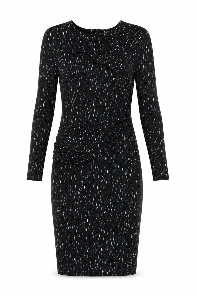 Autograph Womens Black Geometric Viscose Bodycon Size 12 Round Neck Zip