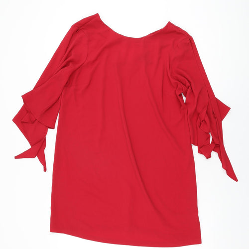 New Look Womens Red Polyester Shift Size 14 Round Neck Pullover