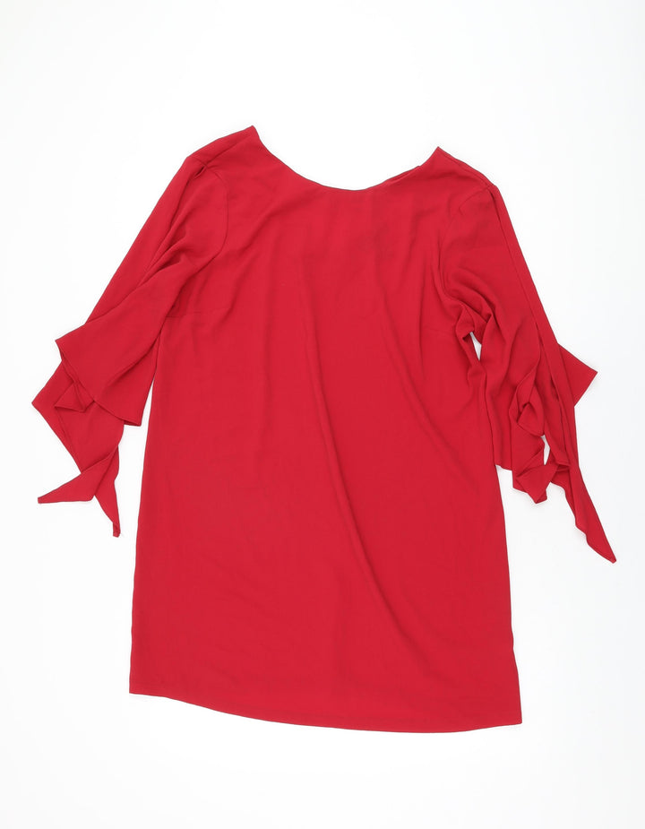 New Look Womens Red Polyester Shift Size 14 Round Neck Pullover