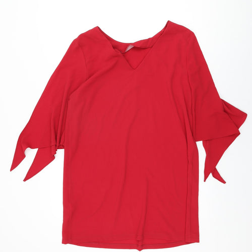 New Look Womens Red Polyester Shift Size 14 Round Neck Pullover