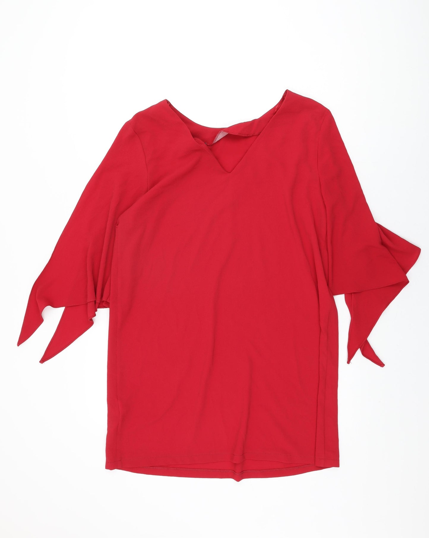New Look Womens Red Polyester Shift Size 14 Round Neck Pullover