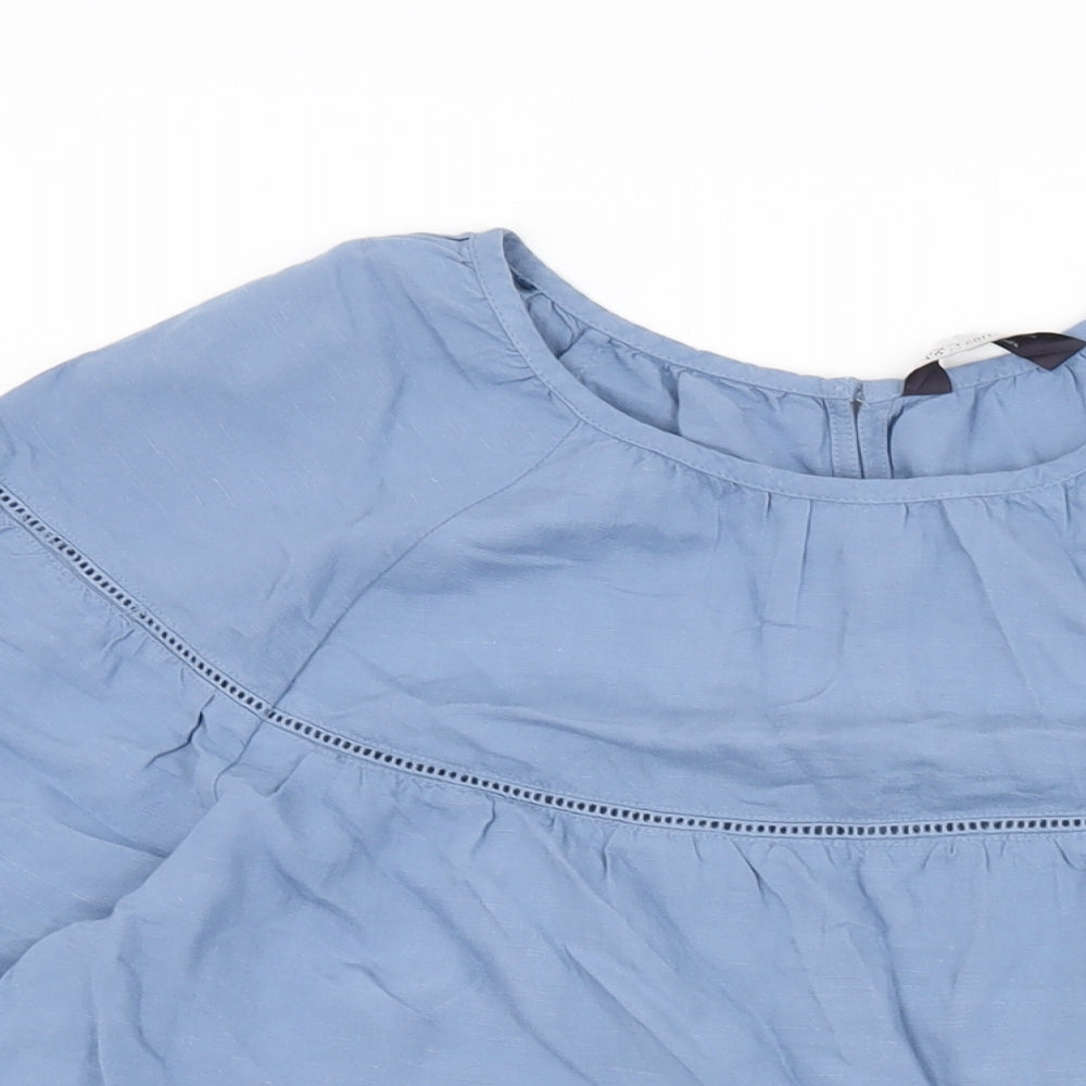 Marks and Spencer Womens Blue Viscose Basic Blouse Size 6 Round Neck