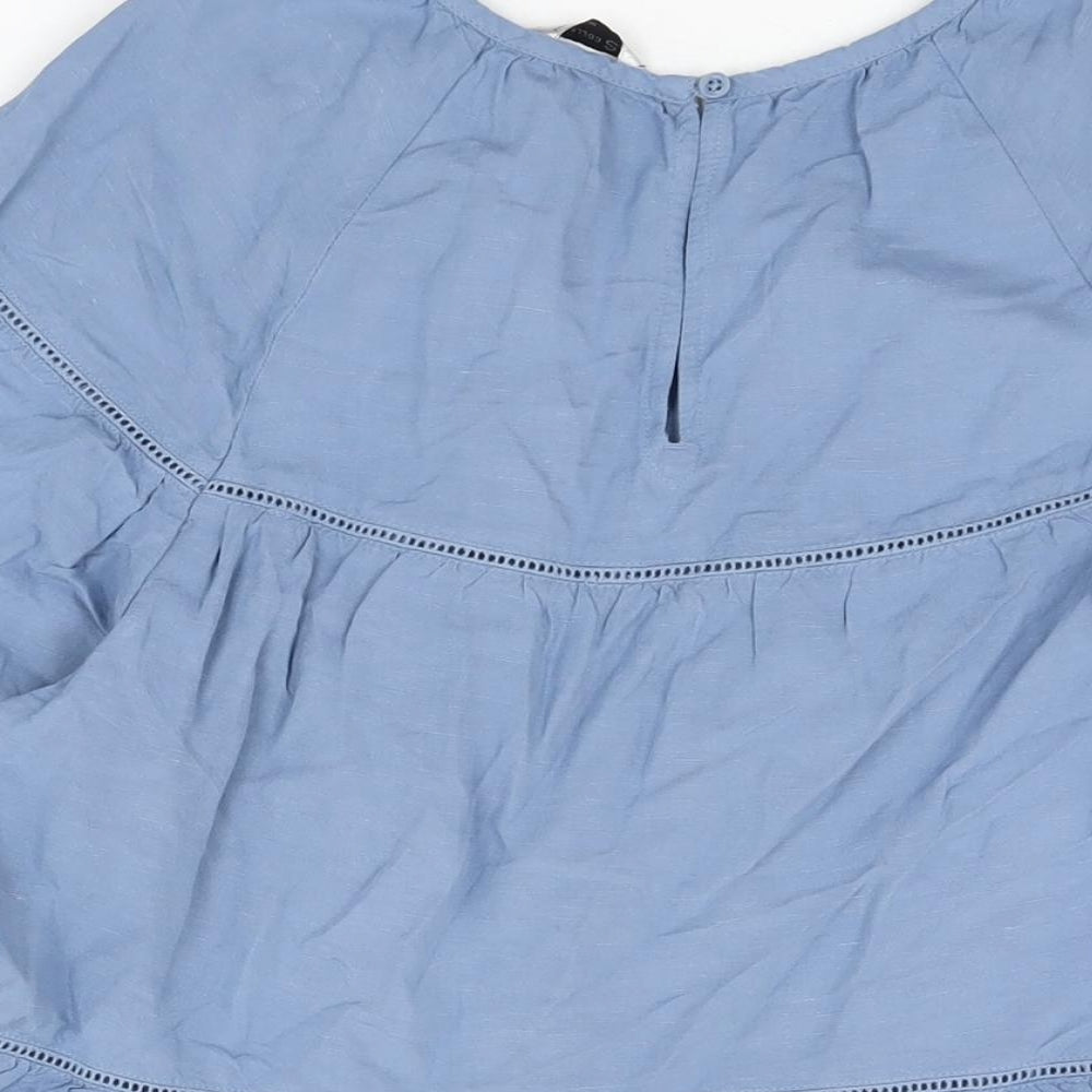 Marks and Spencer Womens Blue Viscose Basic Blouse Size 6 Round Neck