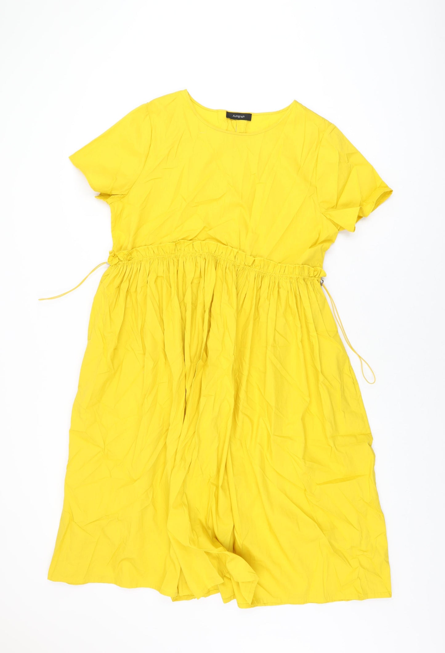 Autograph Womens Yellow Cotton A-Line Size 12 Round Neck Drawstring