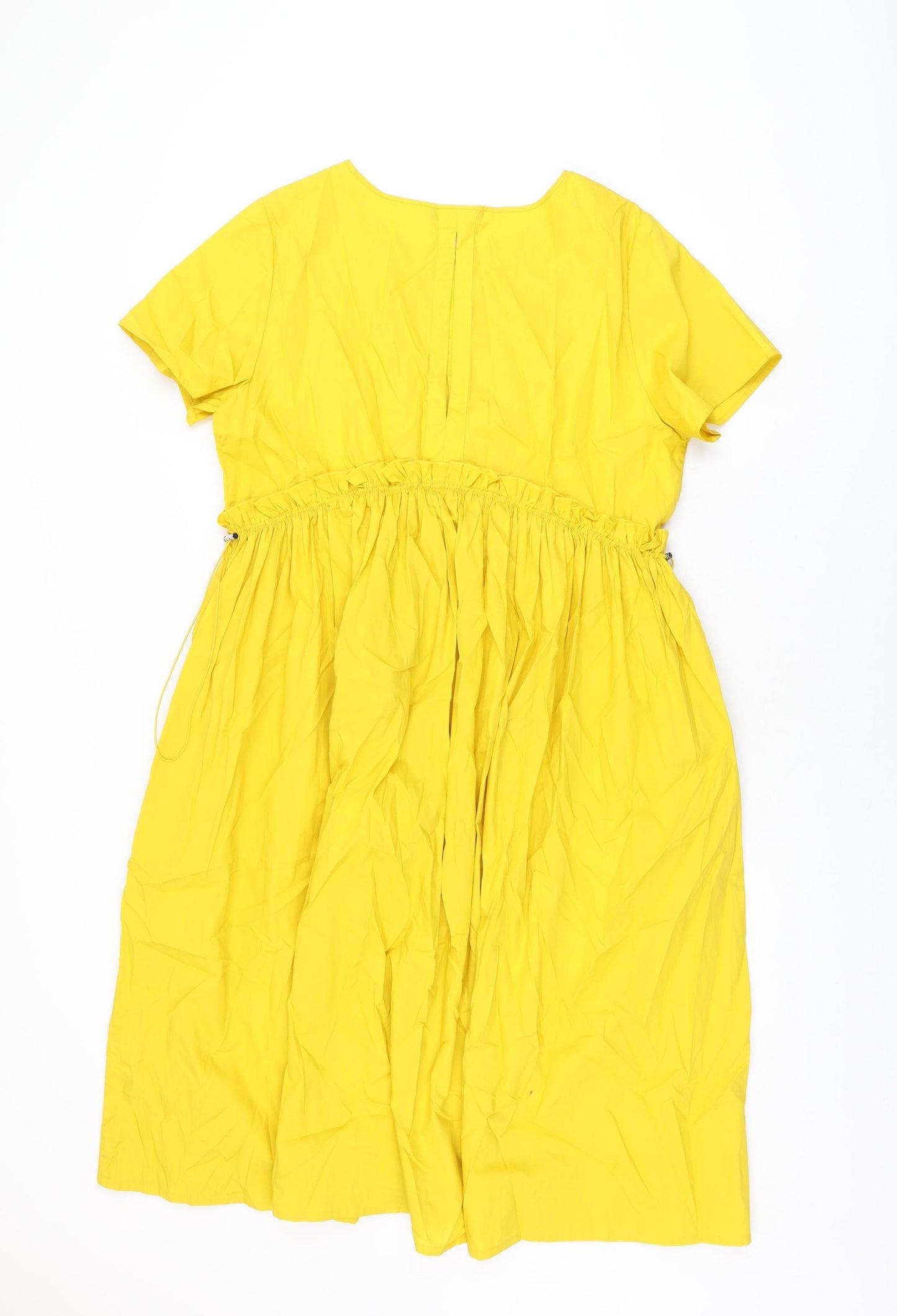 Autograph Womens Yellow Cotton A-Line Size 12 Round Neck Drawstring