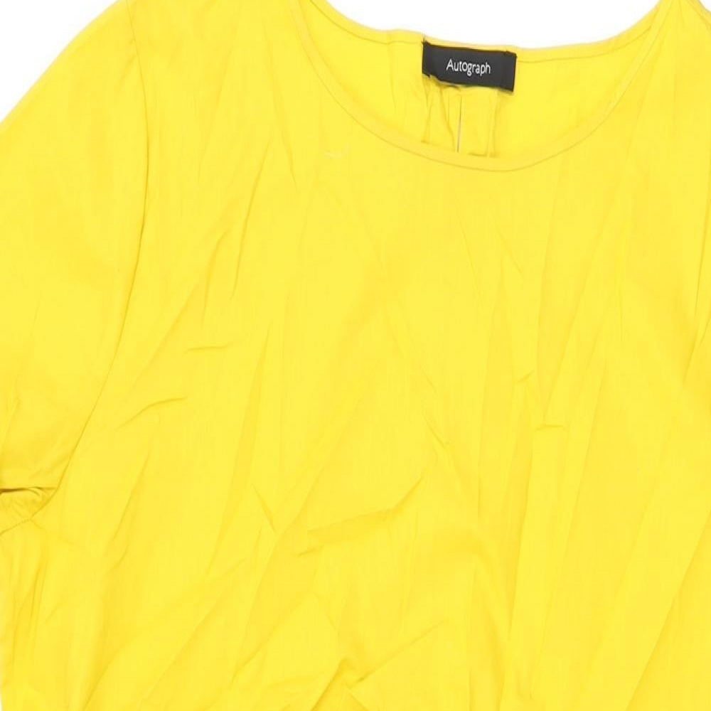 Autograph Womens Yellow Cotton A-Line Size 12 Round Neck Drawstring