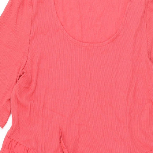 Marks and Spencer Womens Red Cotton A-Line Size 14 Scoop Neck Drawstring