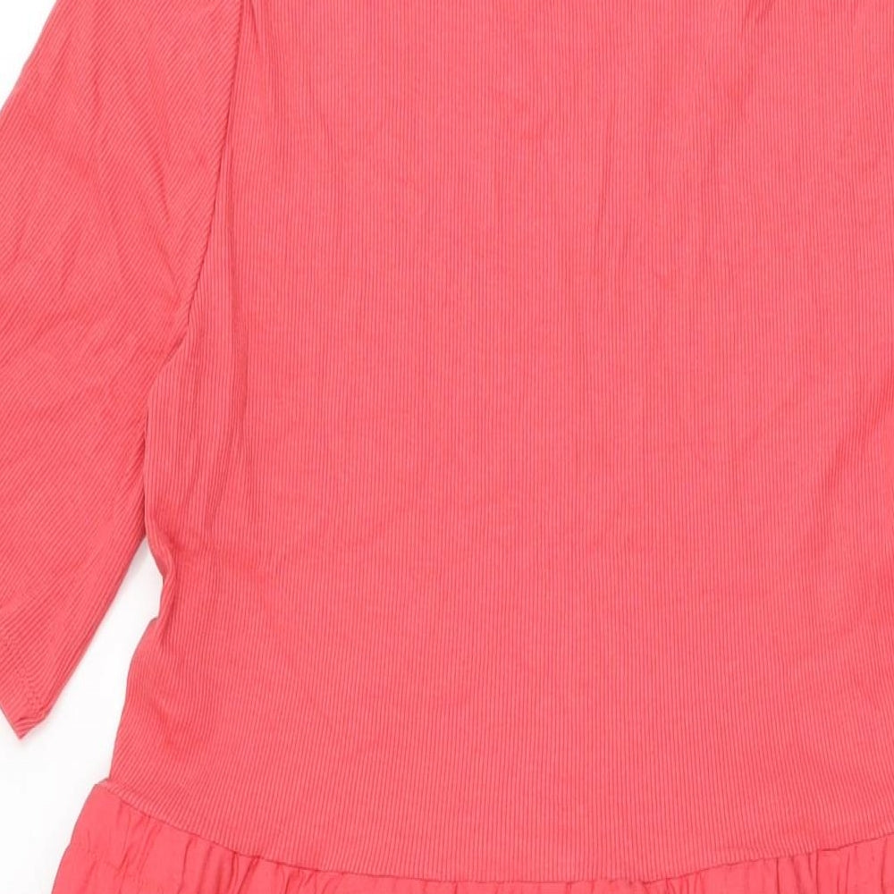 Marks and Spencer Womens Red Cotton A-Line Size 14 Scoop Neck Drawstring