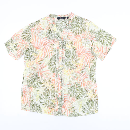 Isle Womens Multicoloured Geometric Cotton Basic Button-Up Size 10 V-Neck