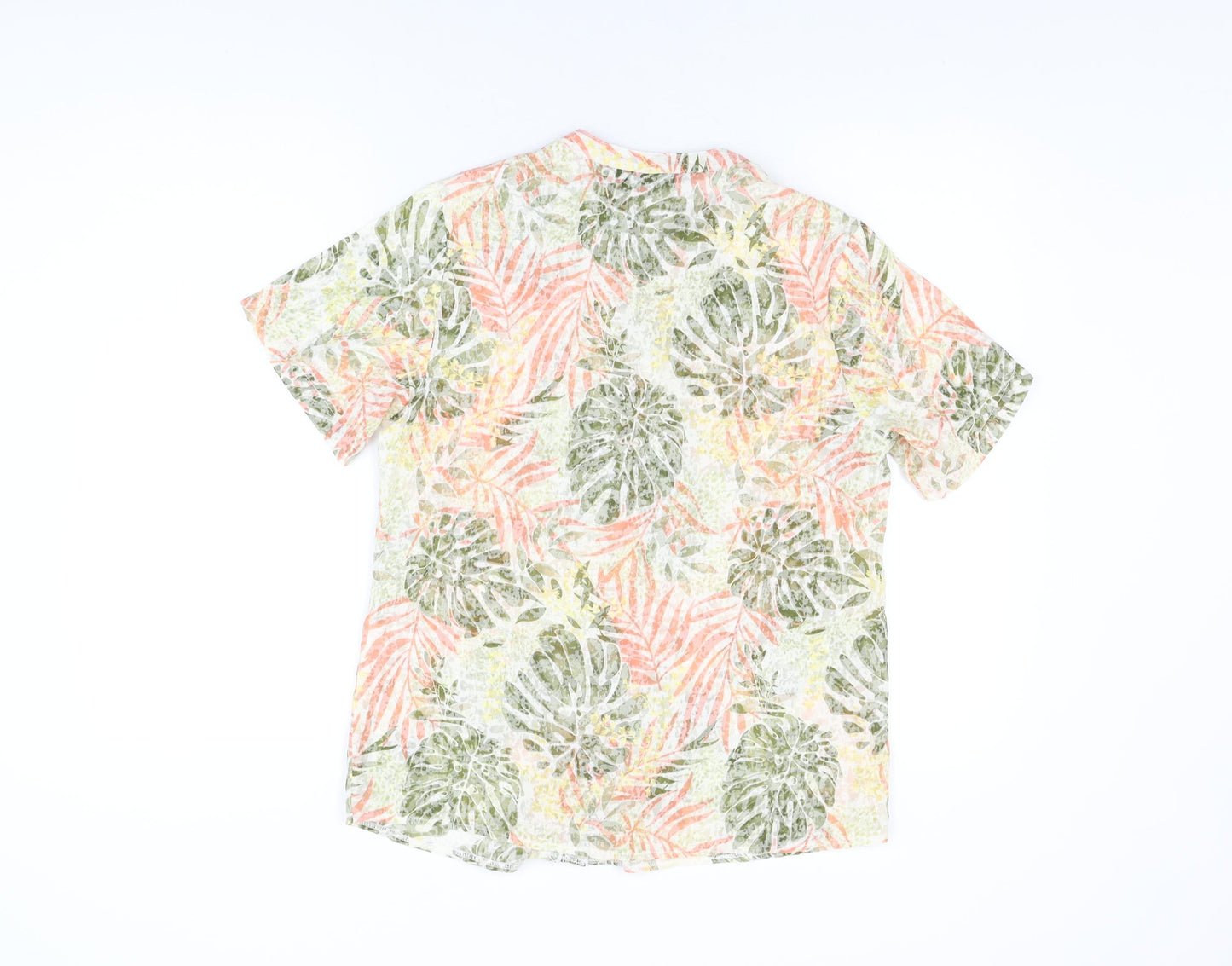 Isle Womens Multicoloured Geometric Cotton Basic Button-Up Size 10 V-Neck
