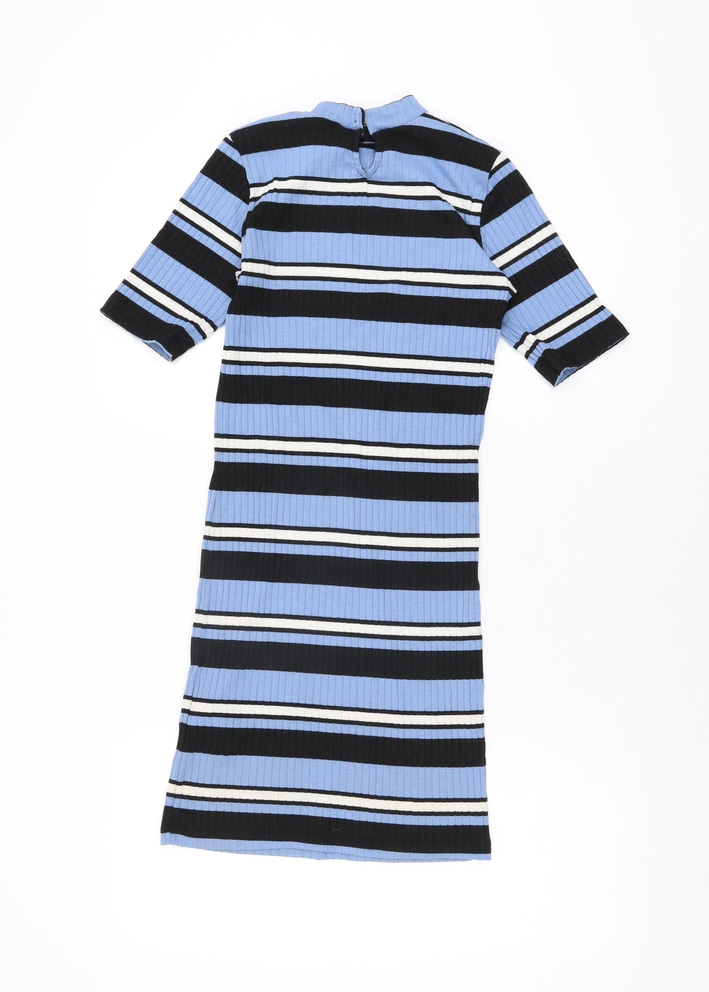 New Look Girls Blue Striped Polyester Mini Size 12-13 Years Round Neck Pullover
