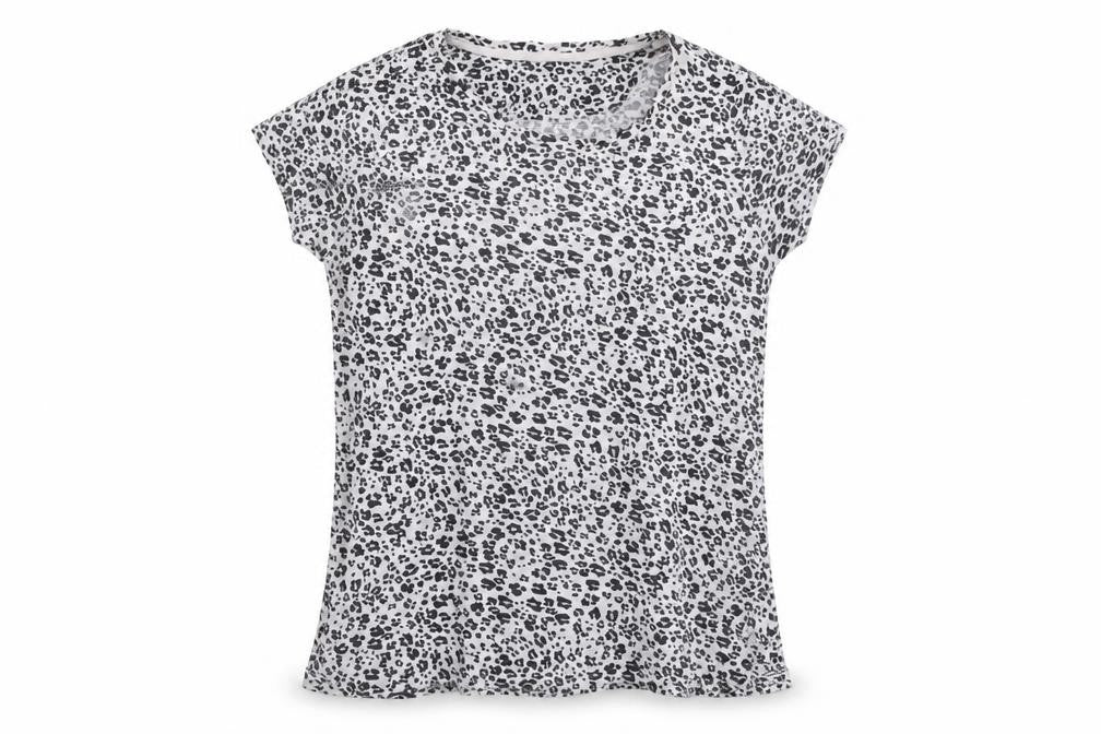 Marks and Spencer Womens Grey Animal Print Viscose Basic T-Shirt Size 16 Round Neck