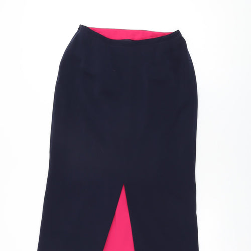 Jacques Vert Womens Blue Polyester Straight & Pencil Skirt Size 10 Zip
