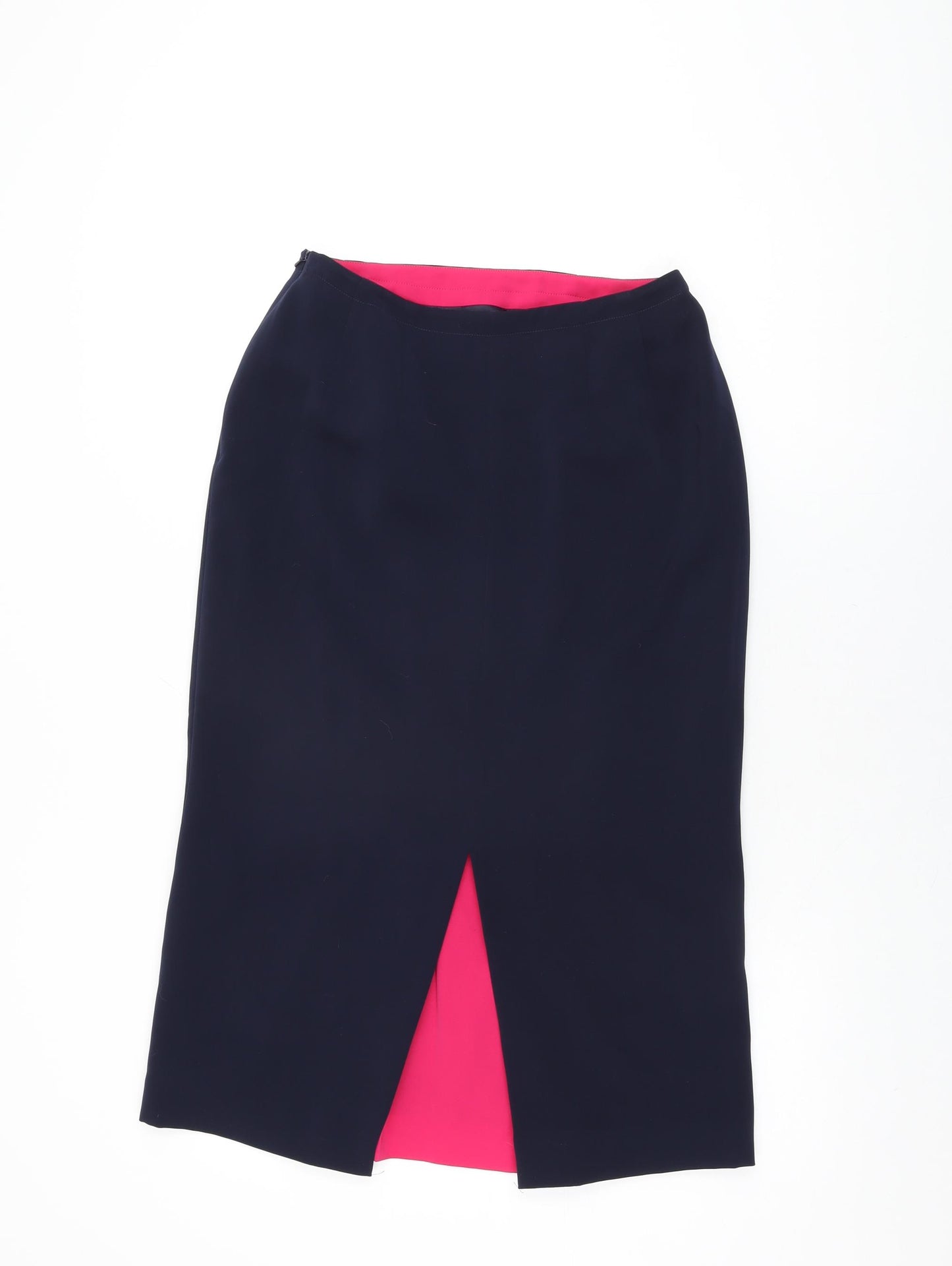 Jacques Vert Womens Blue Polyester Straight & Pencil Skirt Size 10 Zip