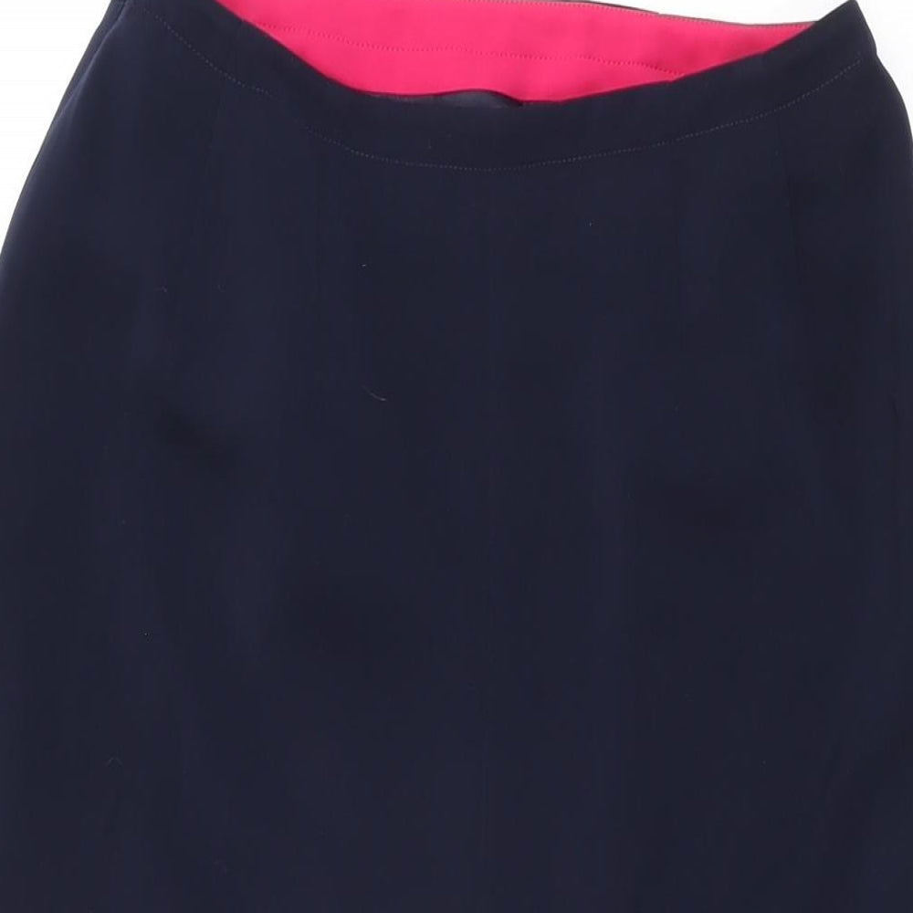Jacques Vert Womens Blue Polyester Straight & Pencil Skirt Size 10 Zip