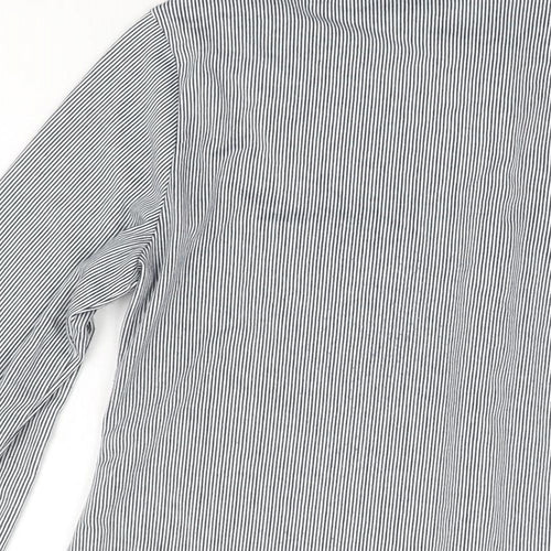 Passport Womens Grey Striped Polyester Basic Button-Up Size M Collared