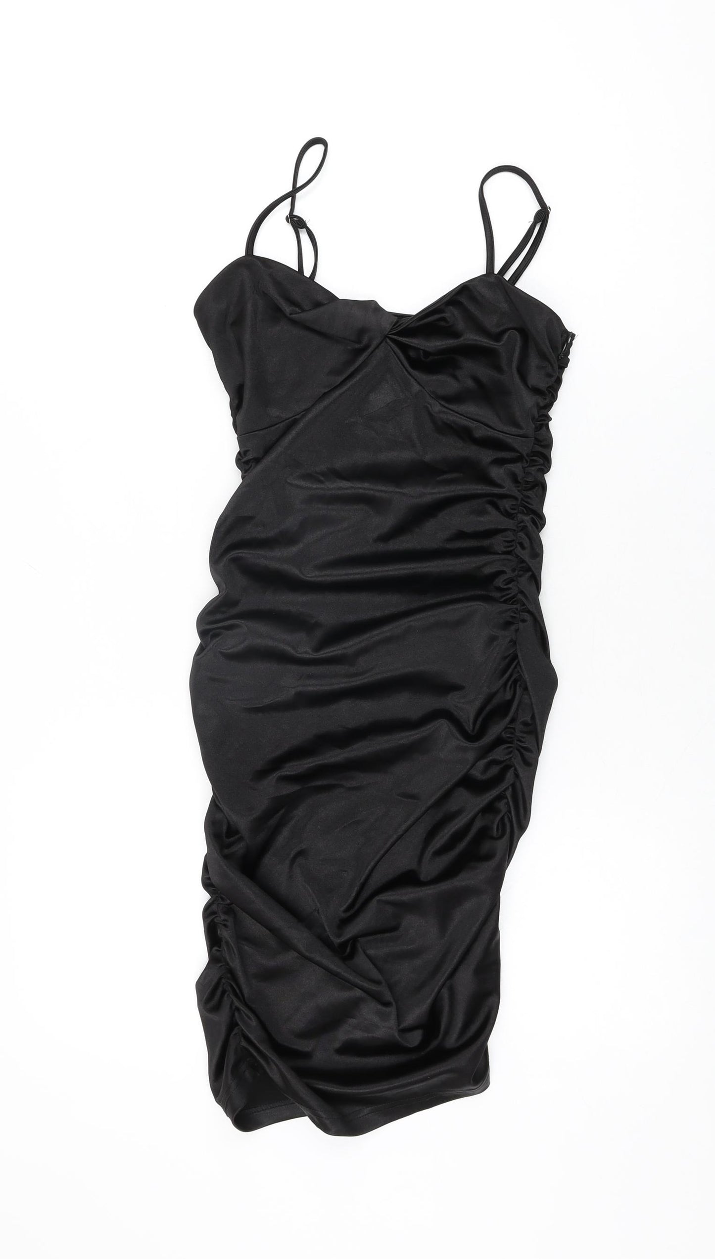 Quiz Womens Black Polyester Bodycon Size 6 V-Neck Zip