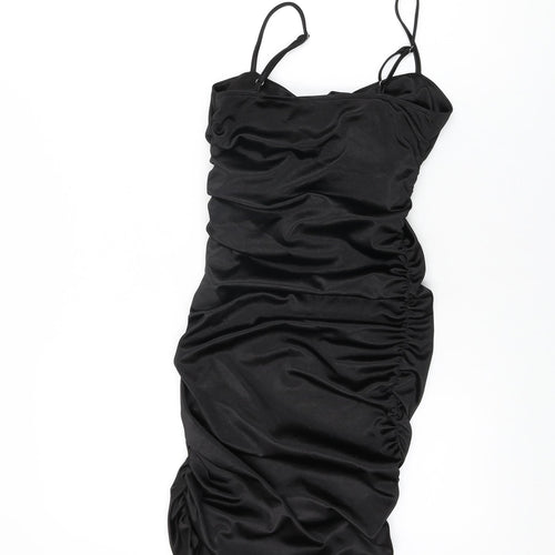 Quiz Womens Black Polyester Bodycon Size 6 V-Neck Zip