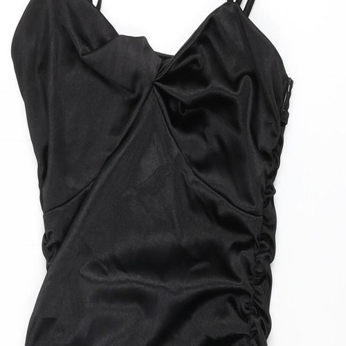 Quiz Womens Black Polyester Bodycon Size 6 V-Neck Zip