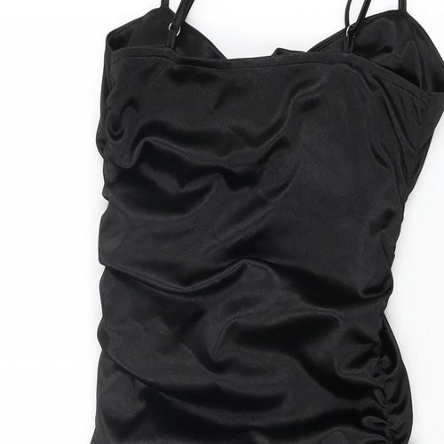 Quiz Womens Black Polyester Bodycon Size 6 V-Neck Zip