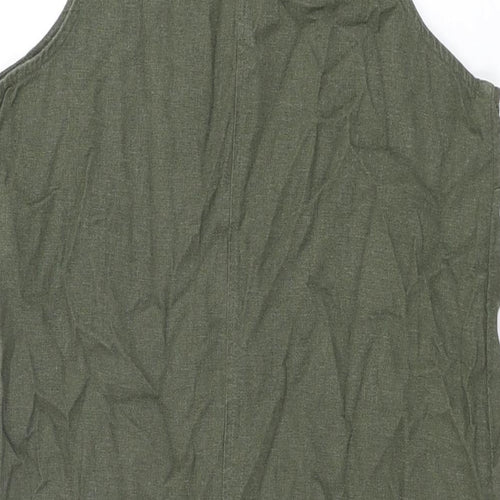 Marks and Spencer Womens Green Linen Shift Size 8 Round Neck Button