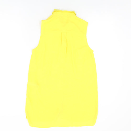 New Look Womens Yellow Polyester Basic Button-Up Size 8 Collared