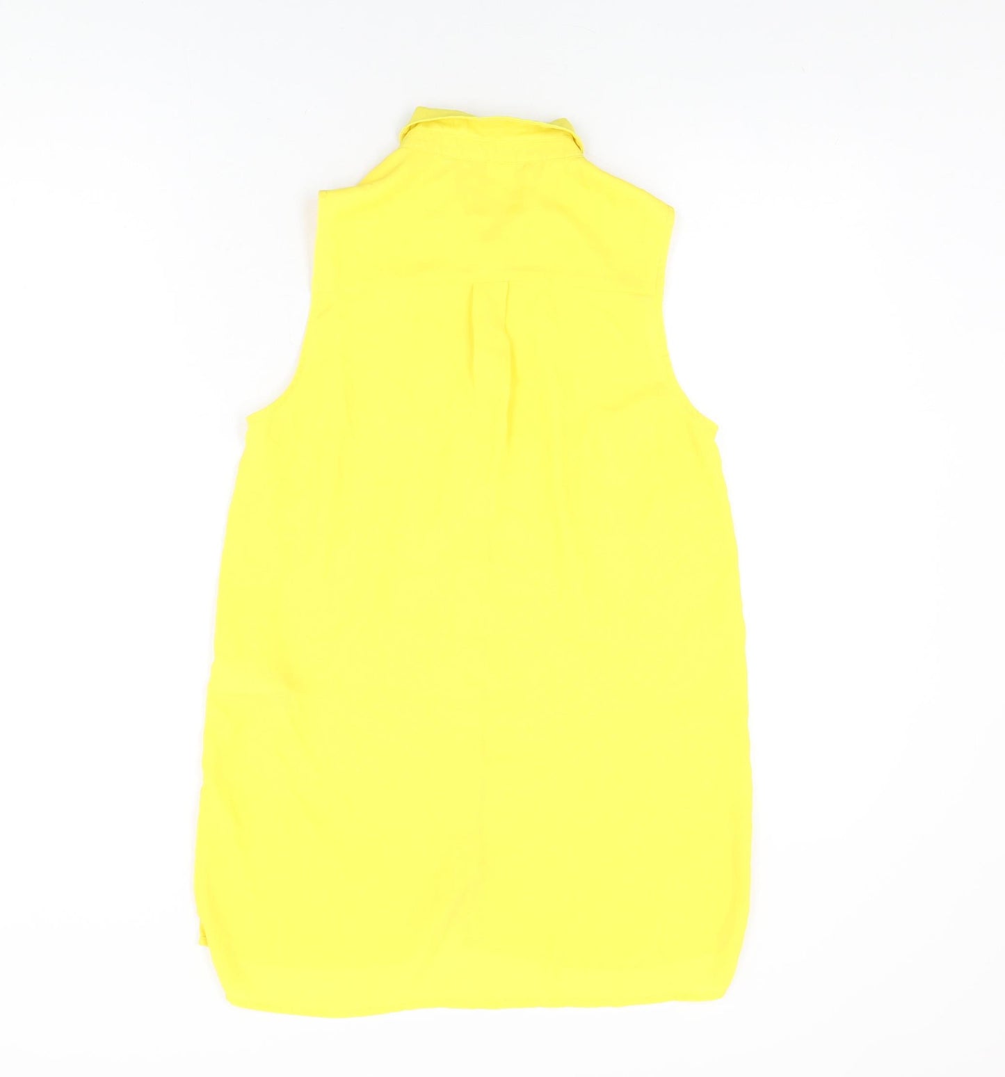 New Look Womens Yellow Polyester Basic Button-Up Size 8 Collared