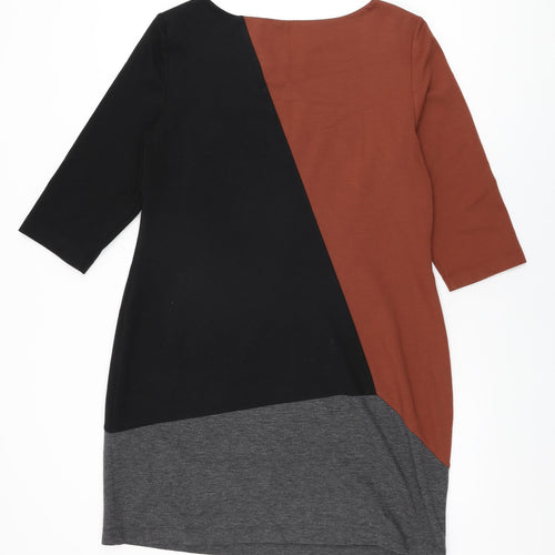 Wallis Womens Black Geometric Polyester Shift Size 16 Round Neck Pullover