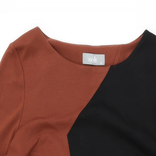 Wallis Womens Black Geometric Polyester Shift Size 16 Round Neck Pullover
