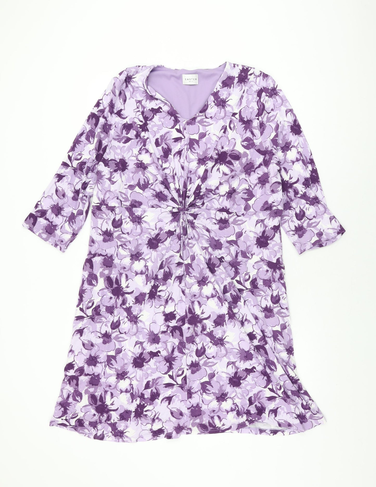 Eastex Womens Purple Floral Viscose Shift Size 20 V-Neck Pullover