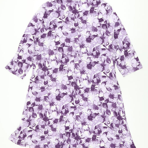 Eastex Womens Purple Floral Viscose Shift Size 20 V-Neck Pullover