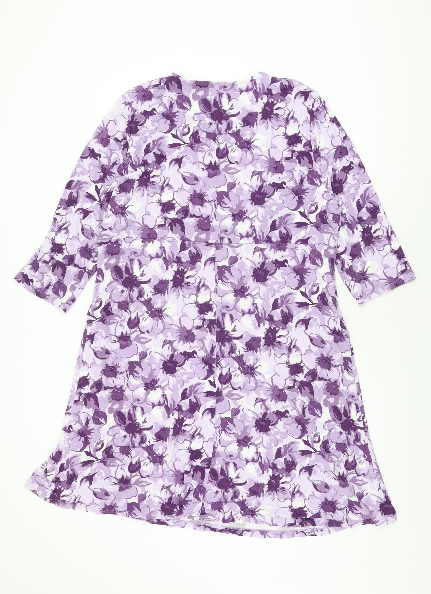 Eastex Womens Purple Floral Viscose Shift Size 20 V-Neck Pullover