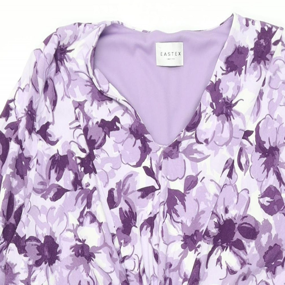 Eastex Womens Purple Floral Viscose Shift Size 20 V-Neck Pullover
