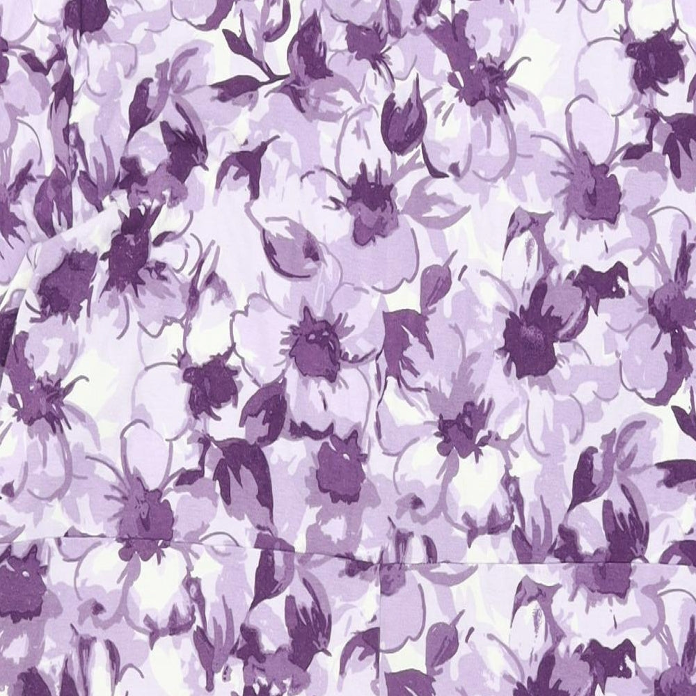 Eastex Womens Purple Floral Viscose Shift Size 20 V-Neck Pullover