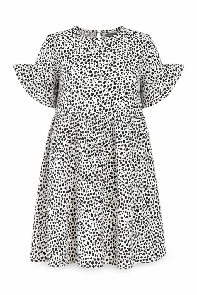 Boohoo Womens White Geometric Polyester Shift Size 10 Round Neck Button