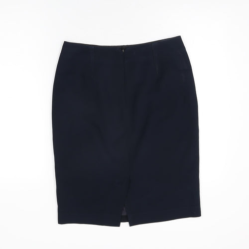 John Lewis Womens Blue Polyester Straight & Pencil Skirt Size 10 Zip