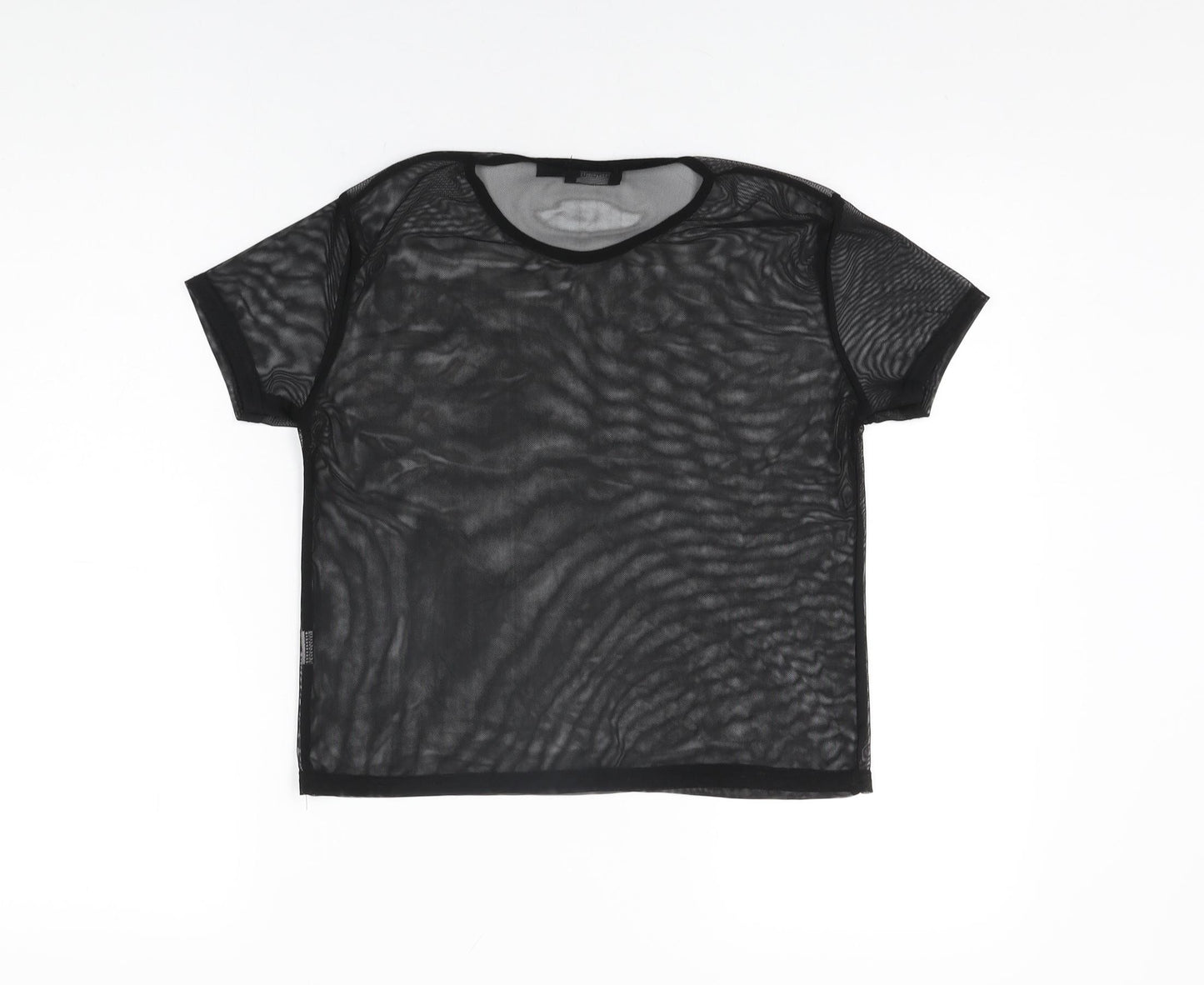 PRETTYLITTLETHING Womens Black Polyester Basic T-Shirt Size 8 Round Neck