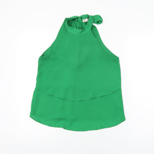 Zara Womens Green Polyester Basic Blouse Size XS Round Neck