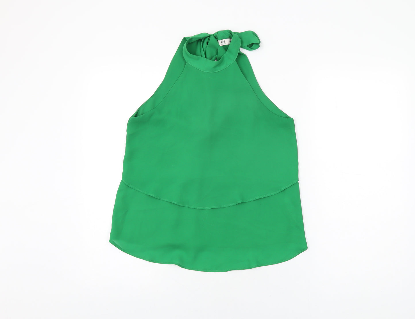 Zara Womens Green Polyester Basic Blouse Size XS Round Neck
