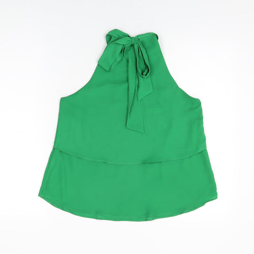 Zara Womens Green Polyester Basic Blouse Size XS Round Neck