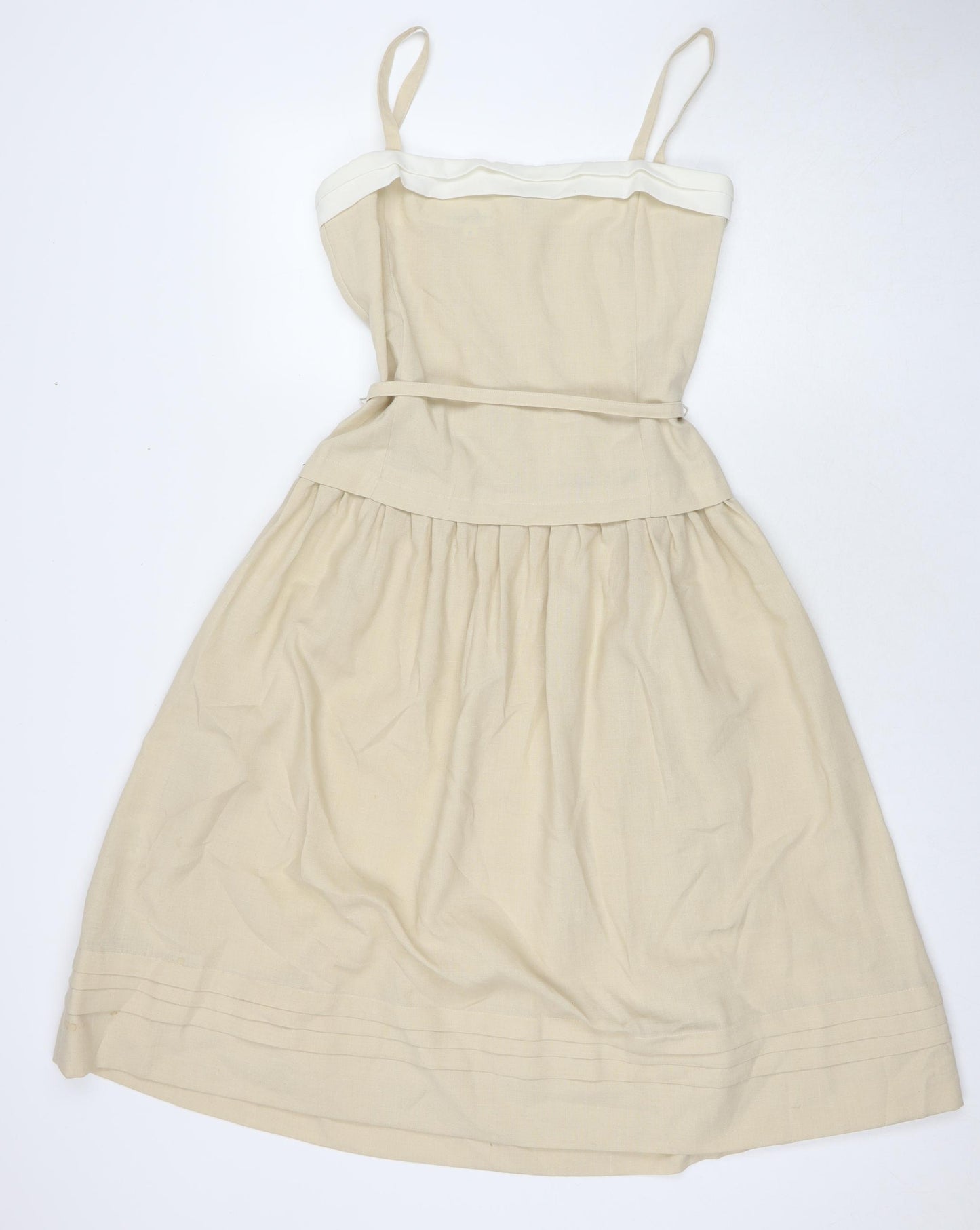 Windsmoor Womens Beige Polyester A-Line Size 8 Square Neck Zip