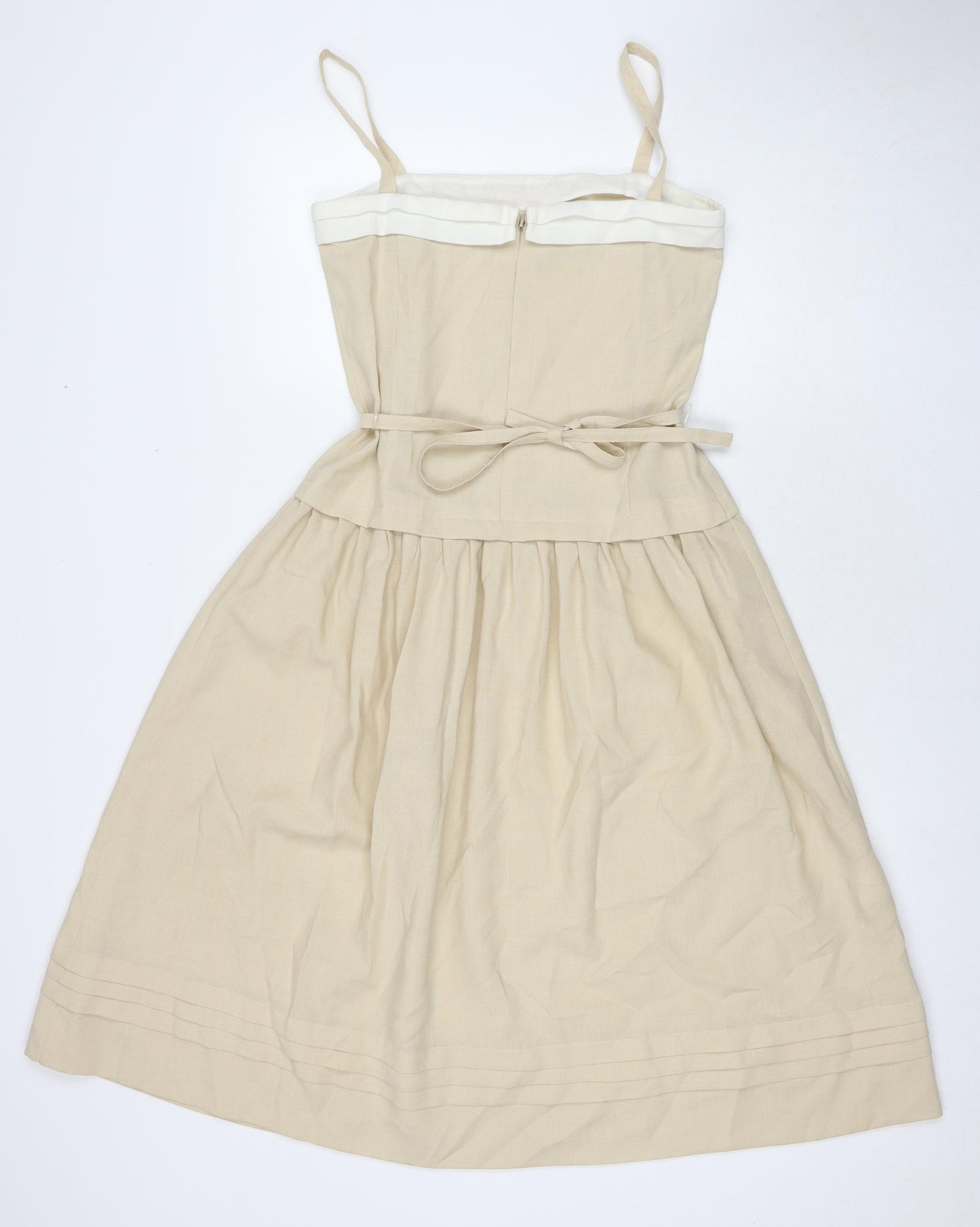 Windsmoor Womens Beige Polyester A-Line Size 8 Square Neck Zip