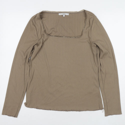 NEXT Womens Brown Polyester Basic T-Shirt Size 14 Square Neck