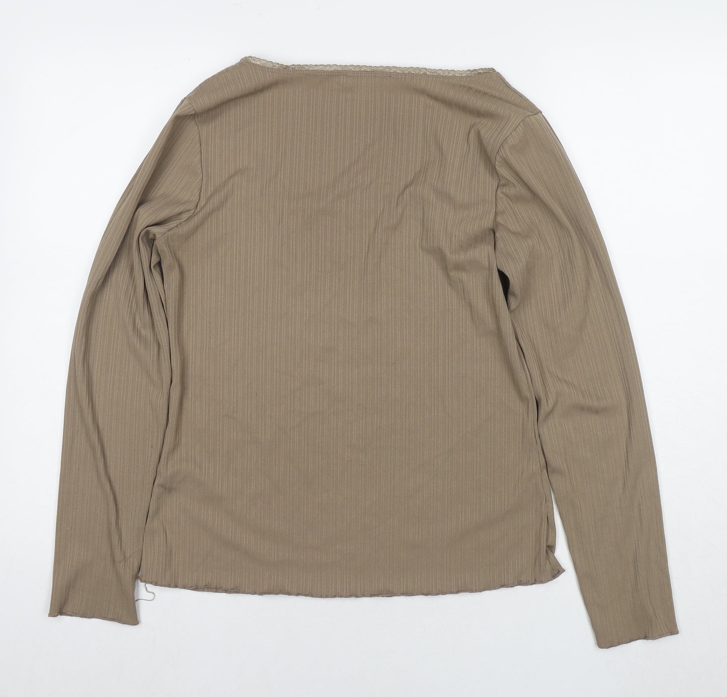 NEXT Womens Brown Polyester Basic T-Shirt Size 14 Square Neck