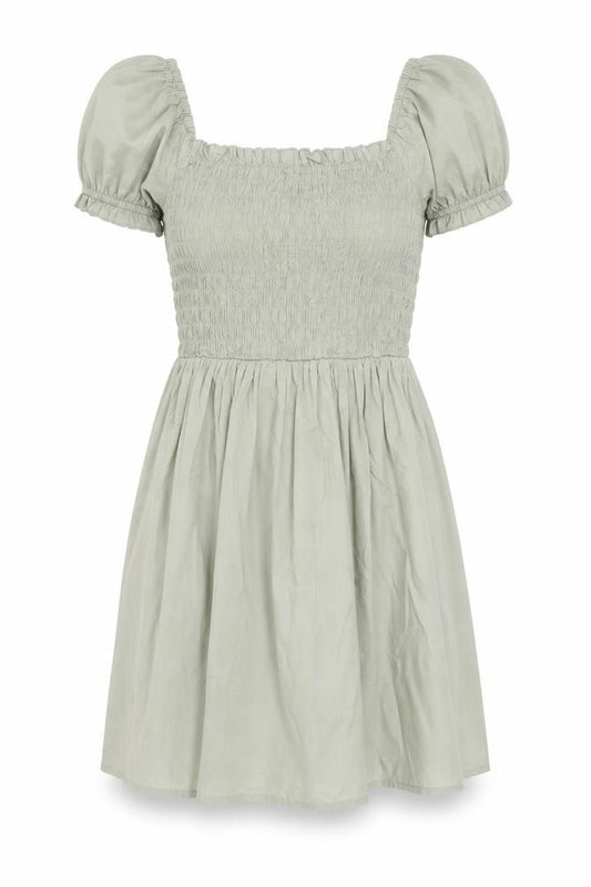 Front view of ASOS women’s grey cotton fit & flare, size UK 6, square neck pullover