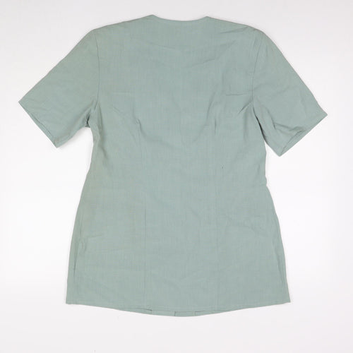 Dorothy Perkins Womens Blue Polyester Basic Button-Up Size 14 V-Neck - Shoulder Pads